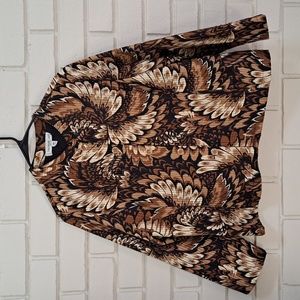 Southern Lady Brown/Black Floral Button Down Blaze Jacket. Size 18 Petite.